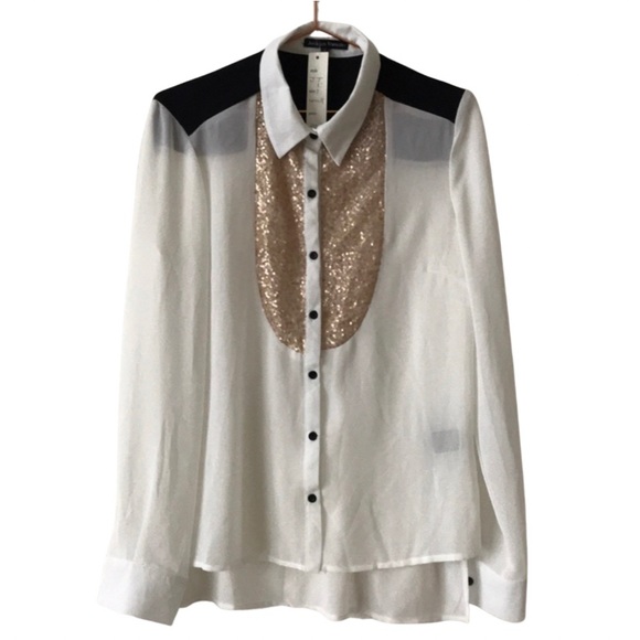 NWT Sheer button down blouse - Picture 1 of 8